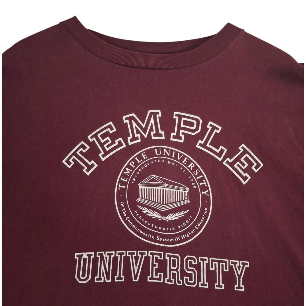 Vintage Champion Temple University T Shirt XXL Maroon Made in USA Single Stitch